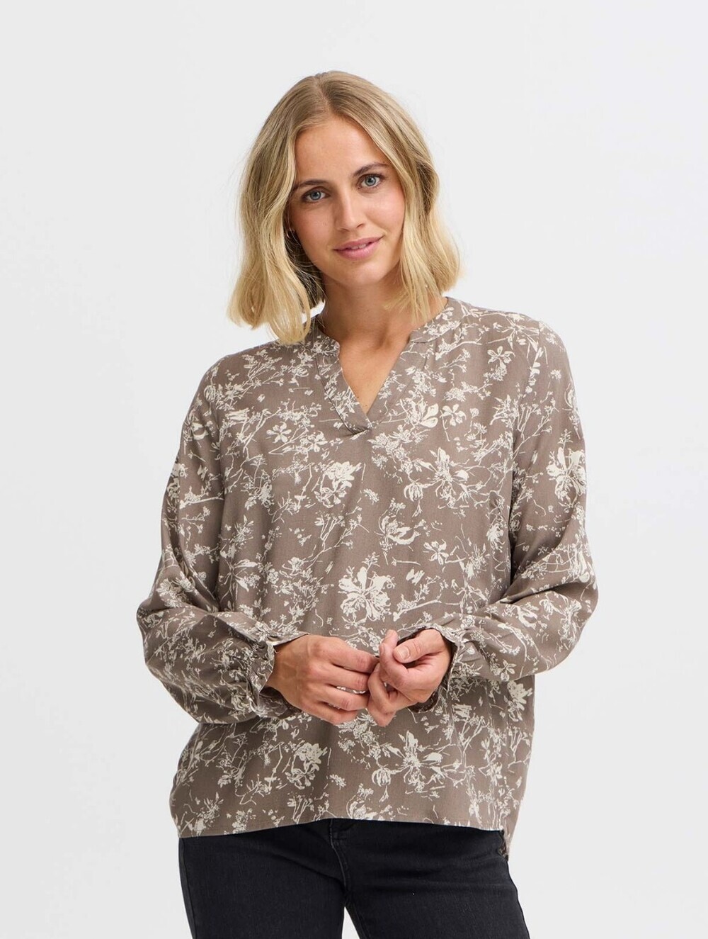 Fransa Flowy Floral Long Sleeve Blouse Sz M